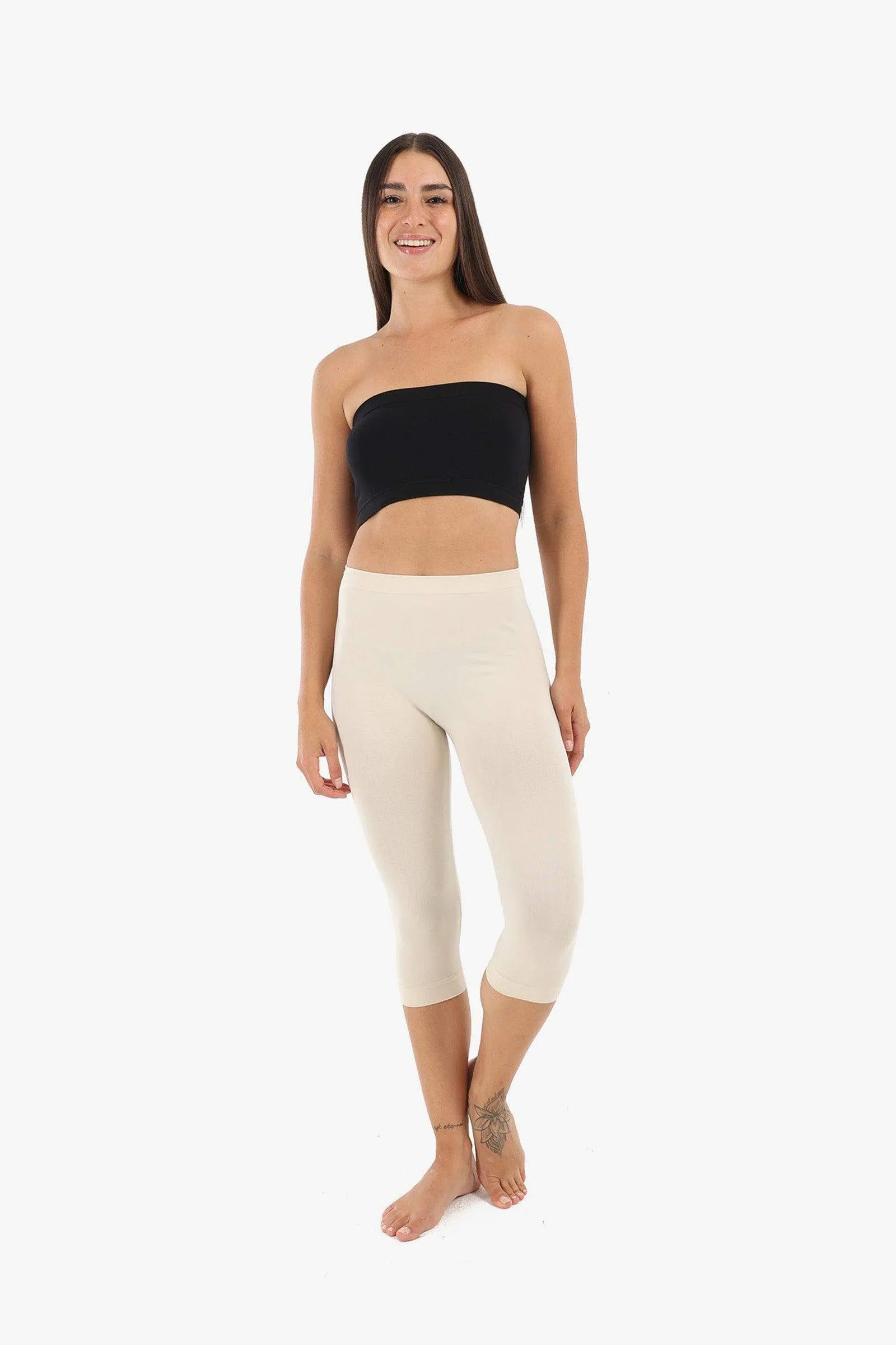 Elastic Waist Pantacourt Legging