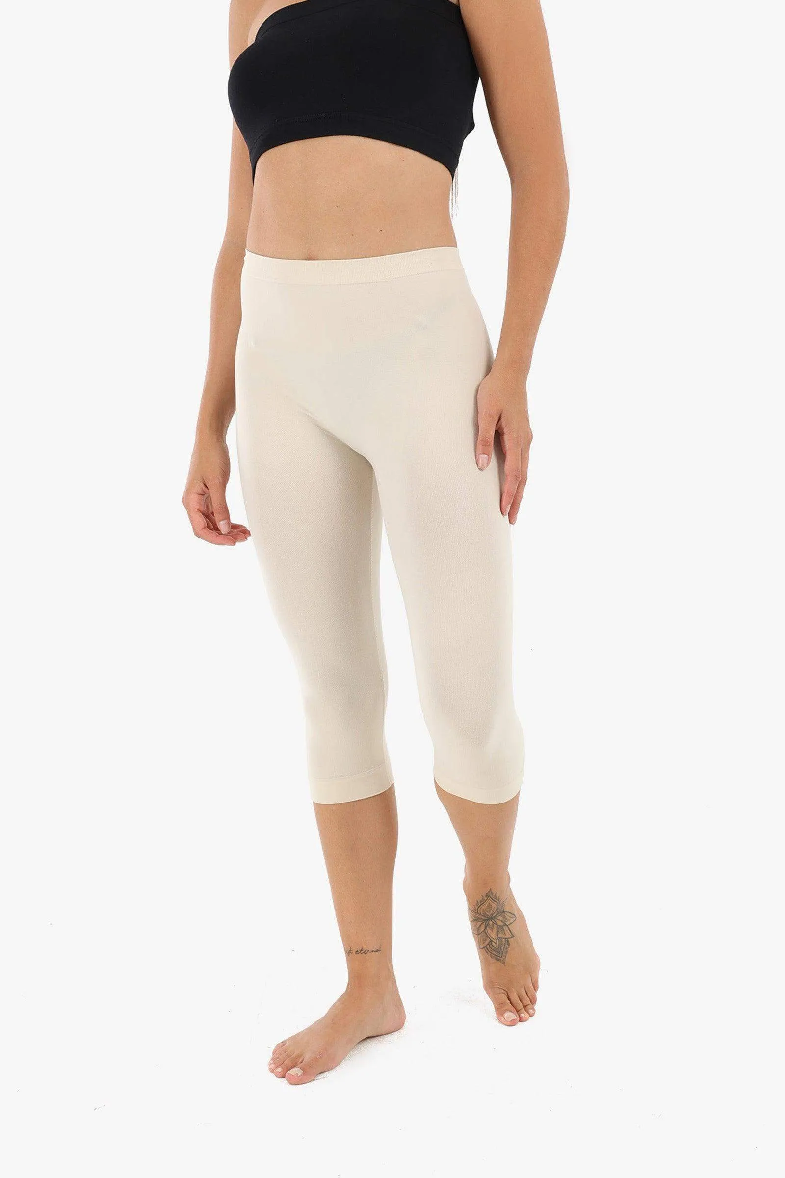 Elastic Waist Pantacourt Legging