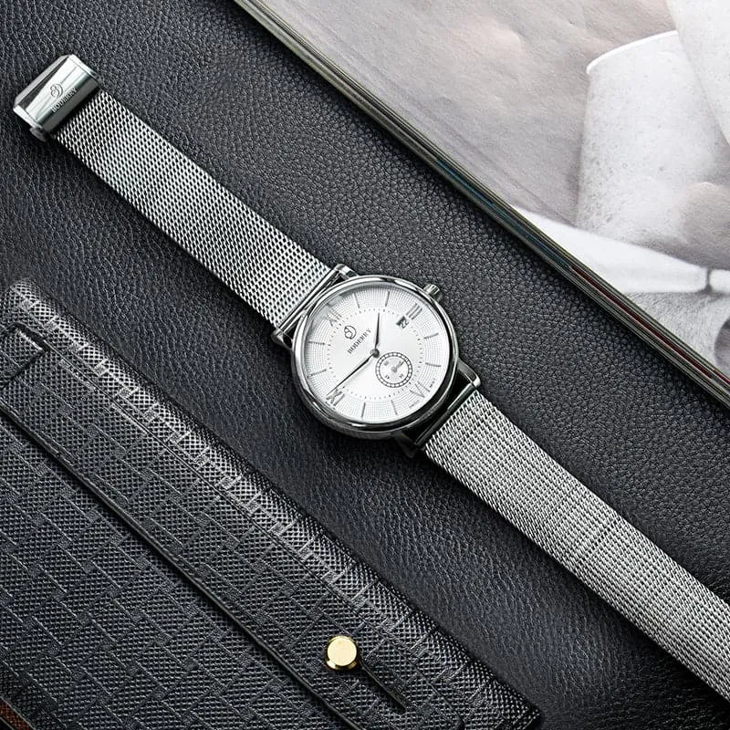 ELEGANT - Swiss Quartz Movement Watch | Silver & White Dial