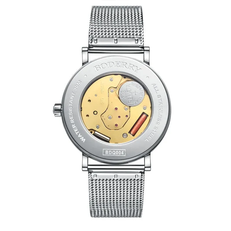 ELEGANT - Swiss Quartz Movement Watch | Silver & White Dial