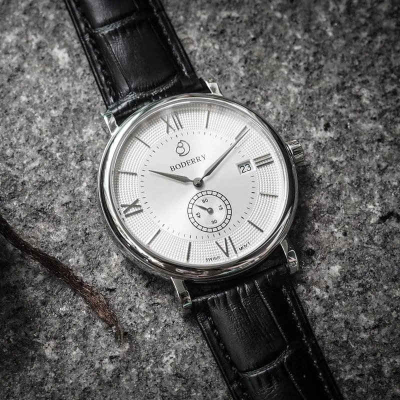 ELEGANT - Swiss Quartz Movement Watch | Silver & White Dial