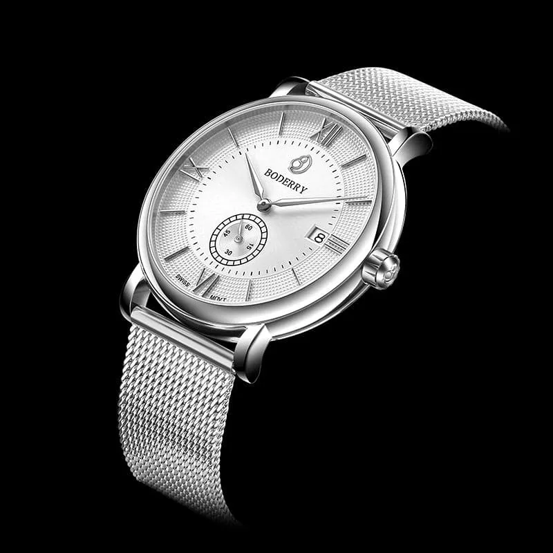 ELEGANT - Swiss Quartz Movement Watch | Silver & White Dial