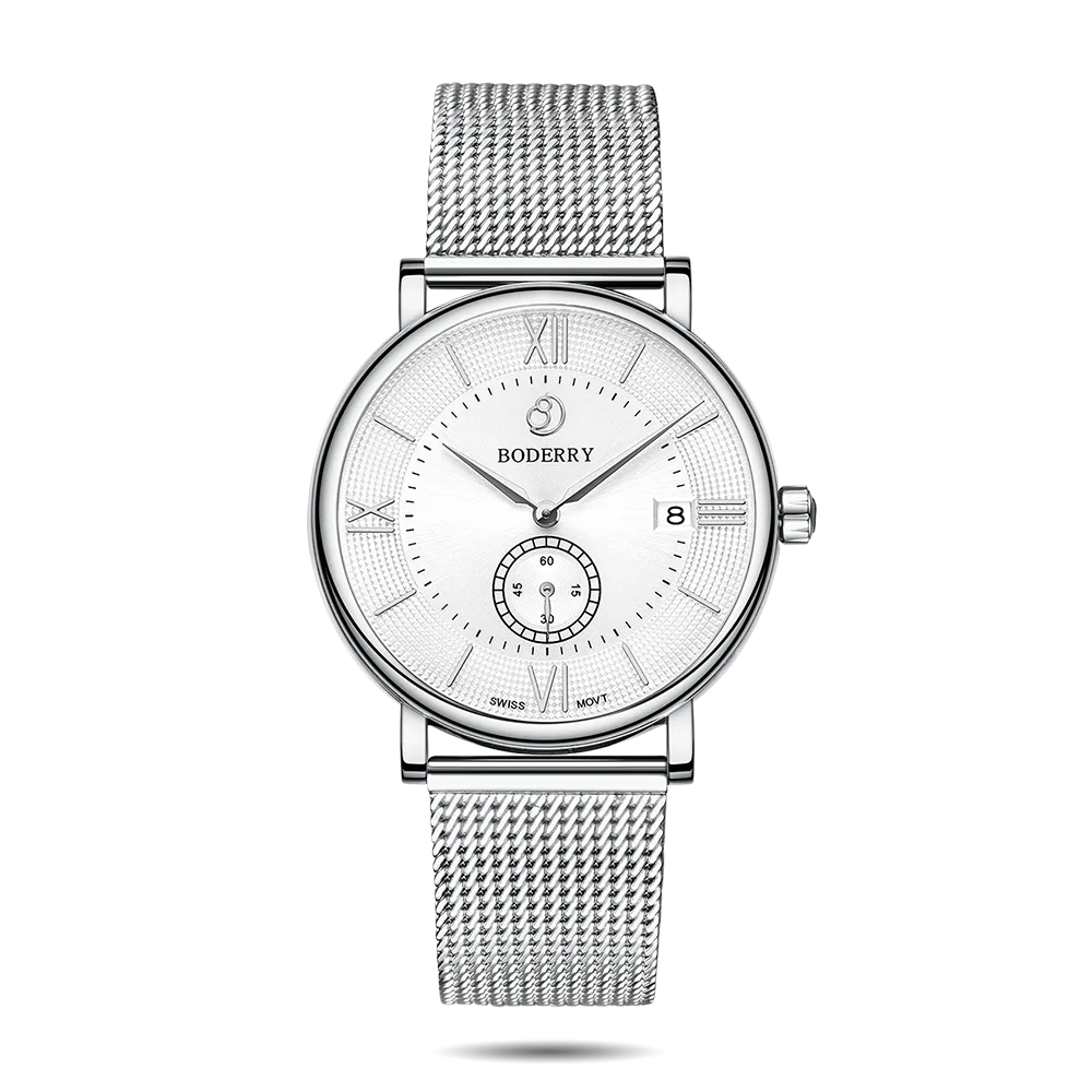 ELEGANT - Swiss Quartz Movement Watch | Silver & White Dial