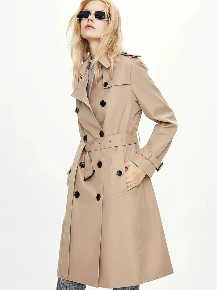 England Style Jacket Waterproof Classic Double Breasted Trench Coat