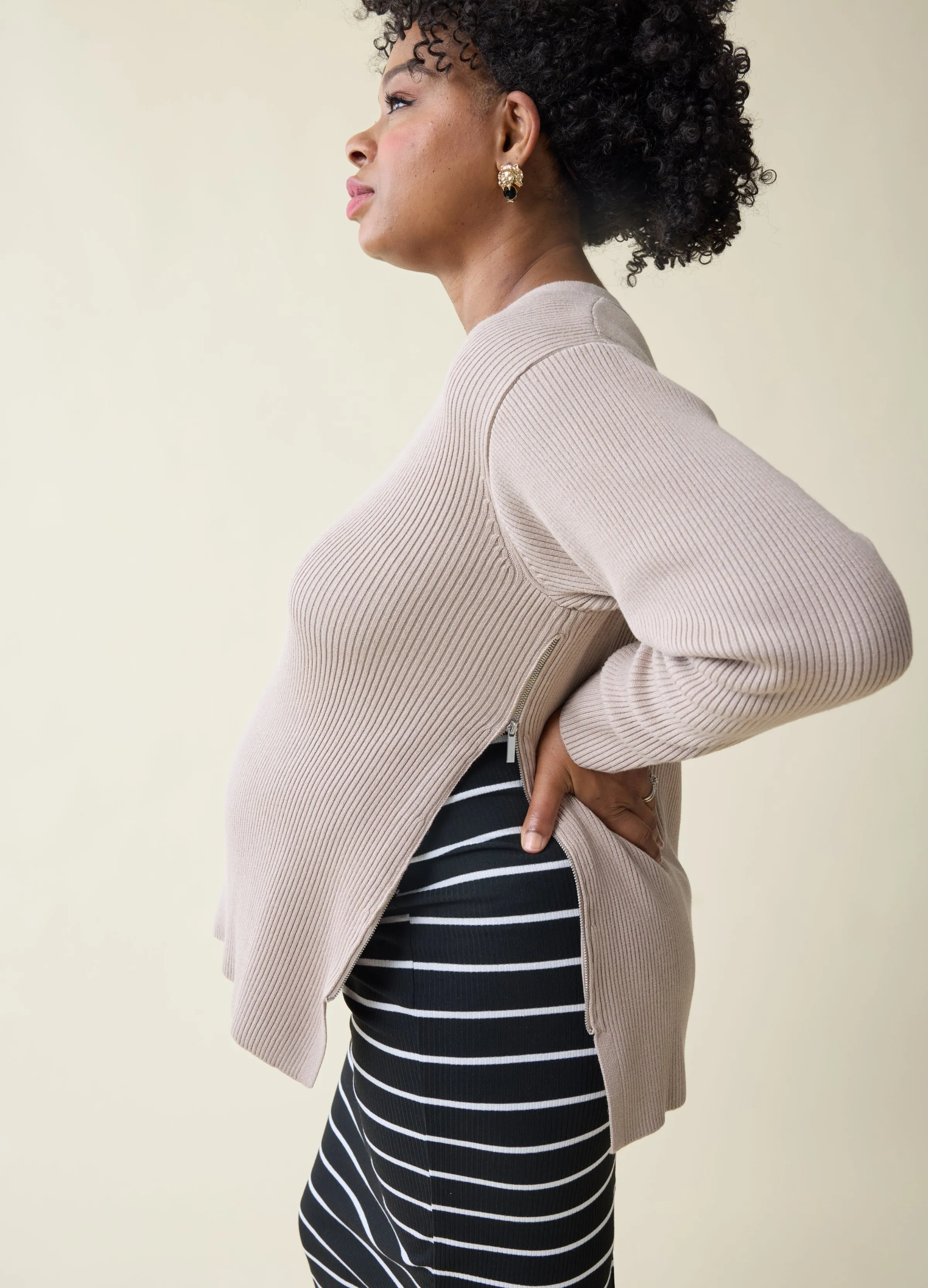 Everyday Side Zip Nursing   Maternity Sweater