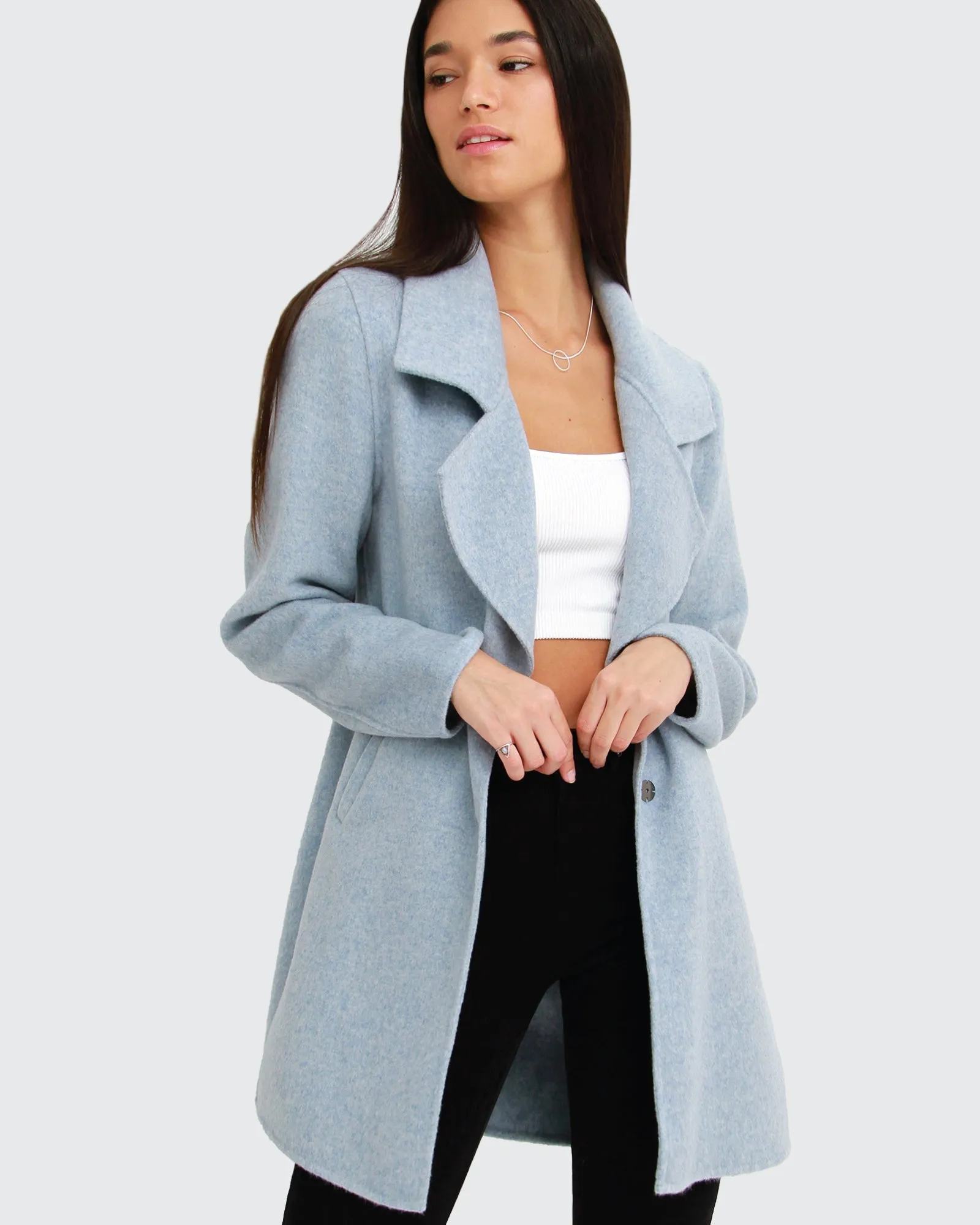 Ex-Boyfriend Wool Blend Oversized Jacket - Light Blue