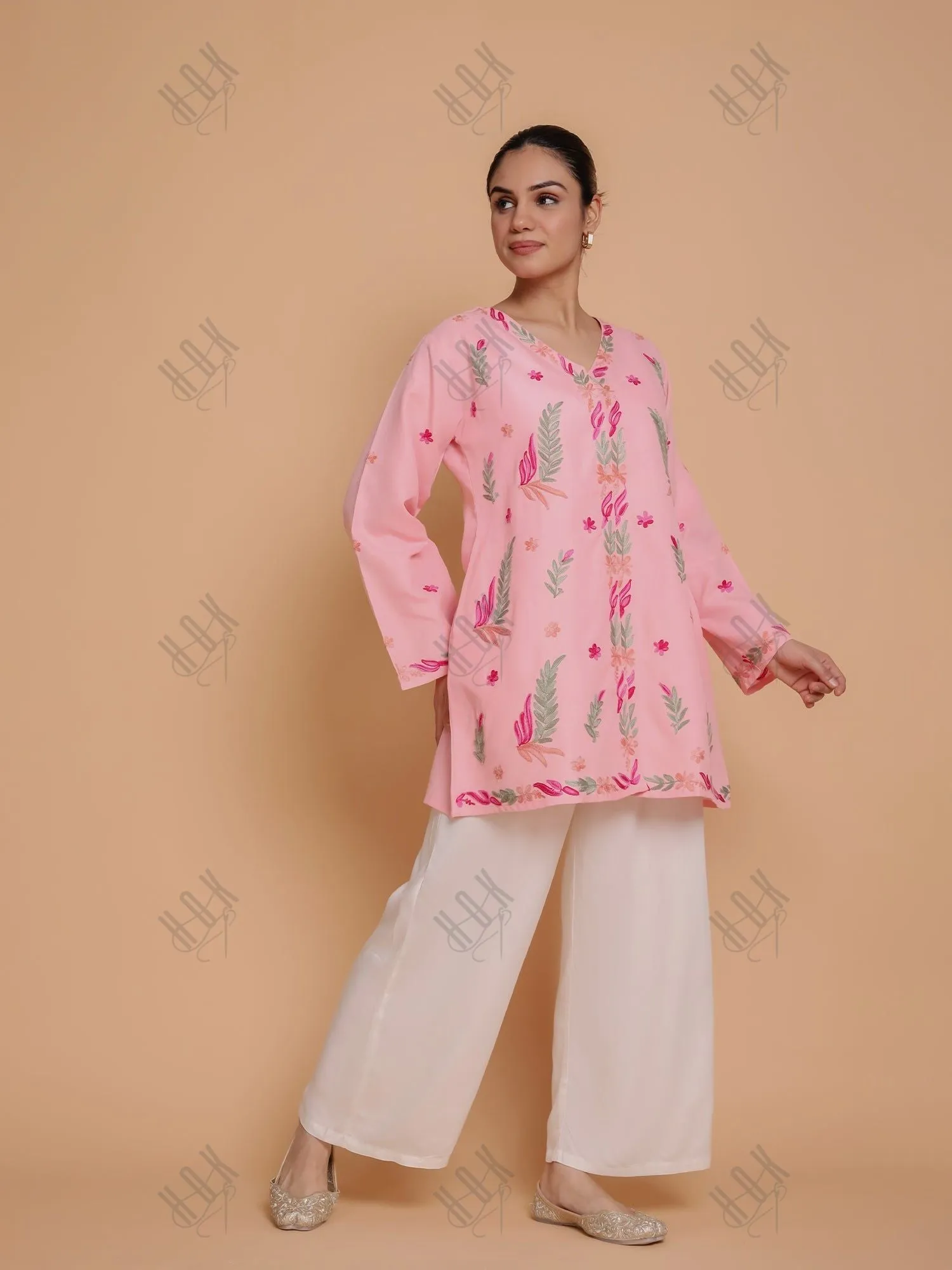 Falak Kashmiri Shirt Style - Pink