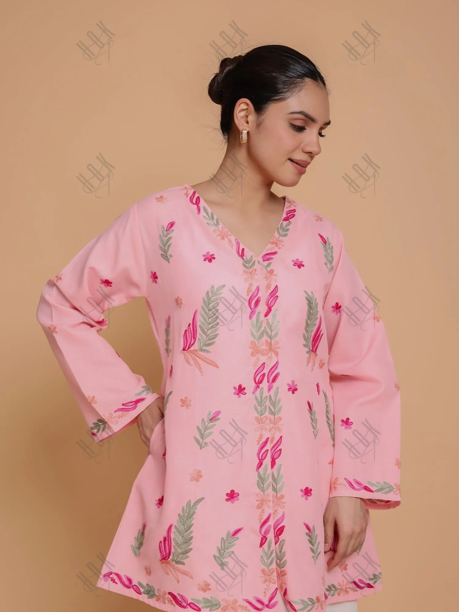 Falak Kashmiri Shirt Style - Pink