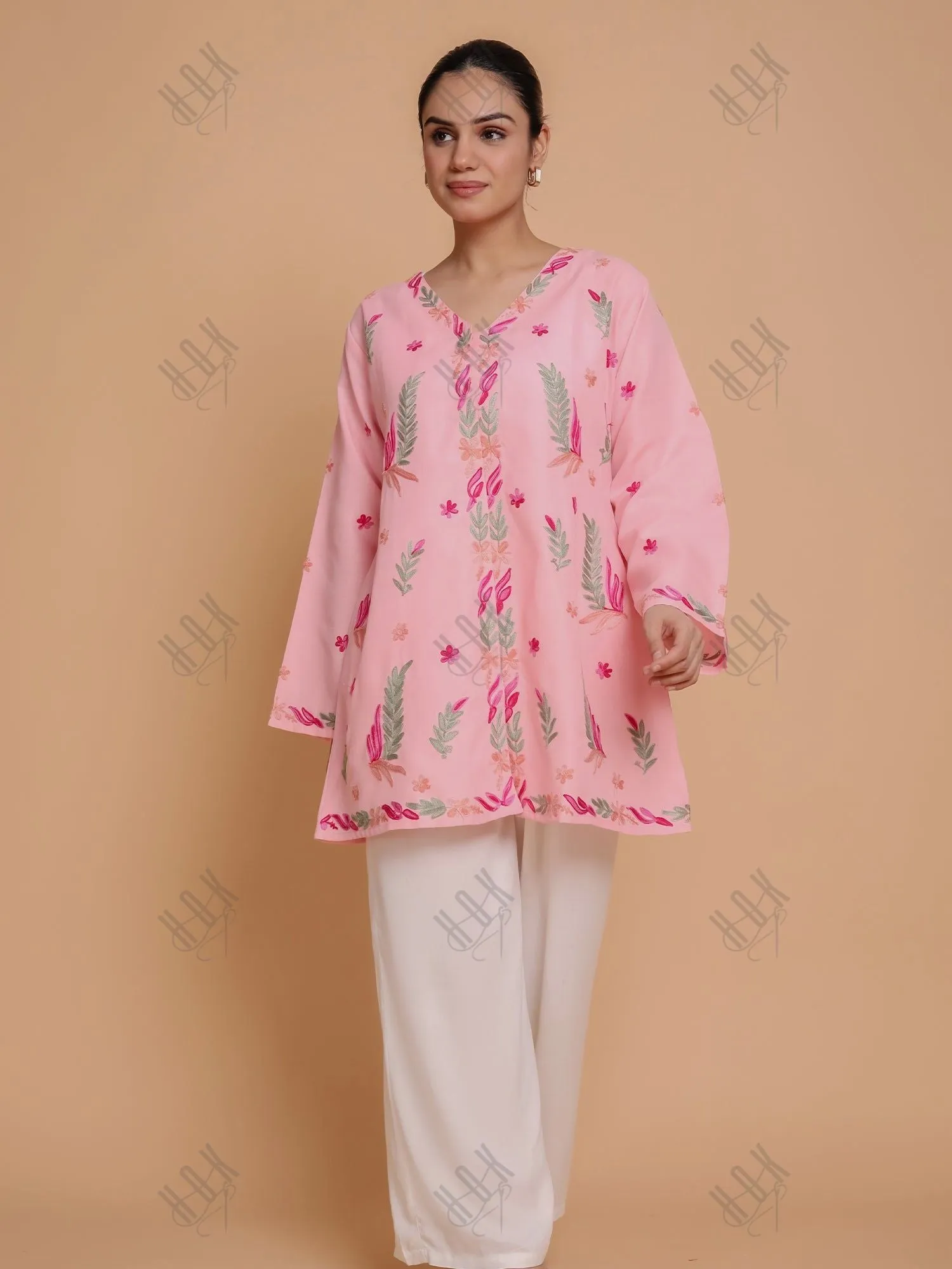 Falak Kashmiri Shirt Style - Pink