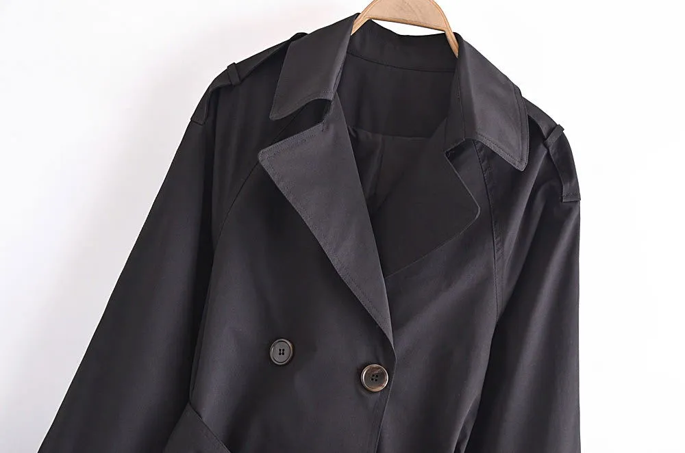 Fall Classic Double-Breasted Large Collared Waist Slimming Extended Trench Coat