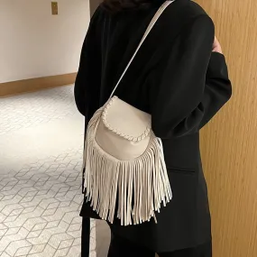 Fashion Trend Retro Tassel Shoulder Crossbody Bucket Bag