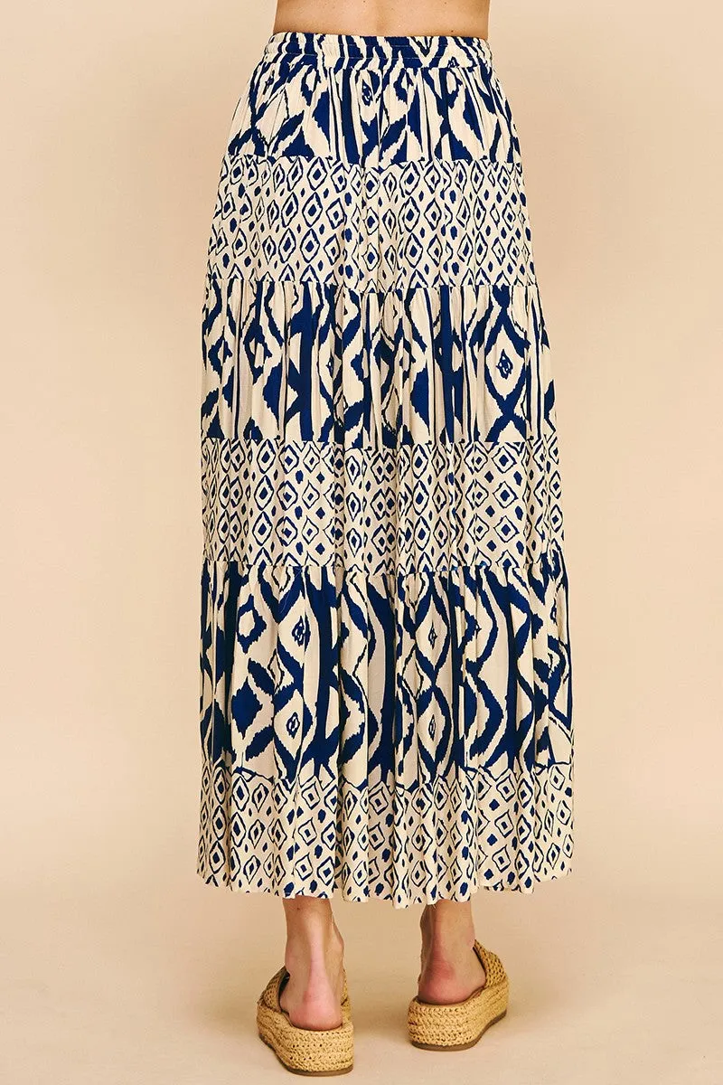 FionaGeo Print Tiered Maxi Skirt