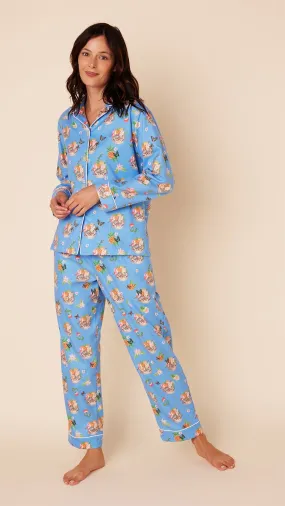 Flowery Feline Flannel Pajama