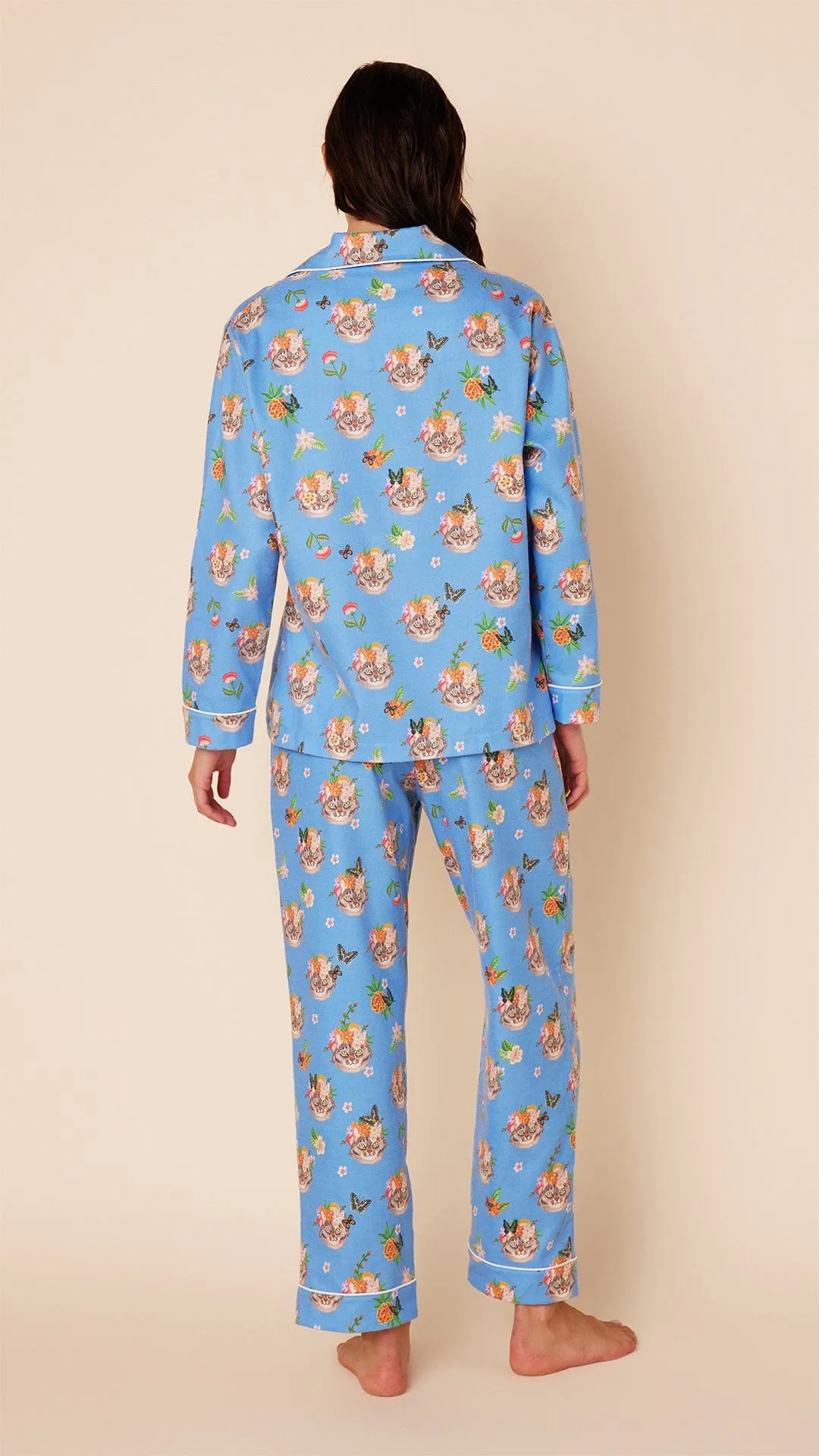 Flowery Feline Flannel Pajama