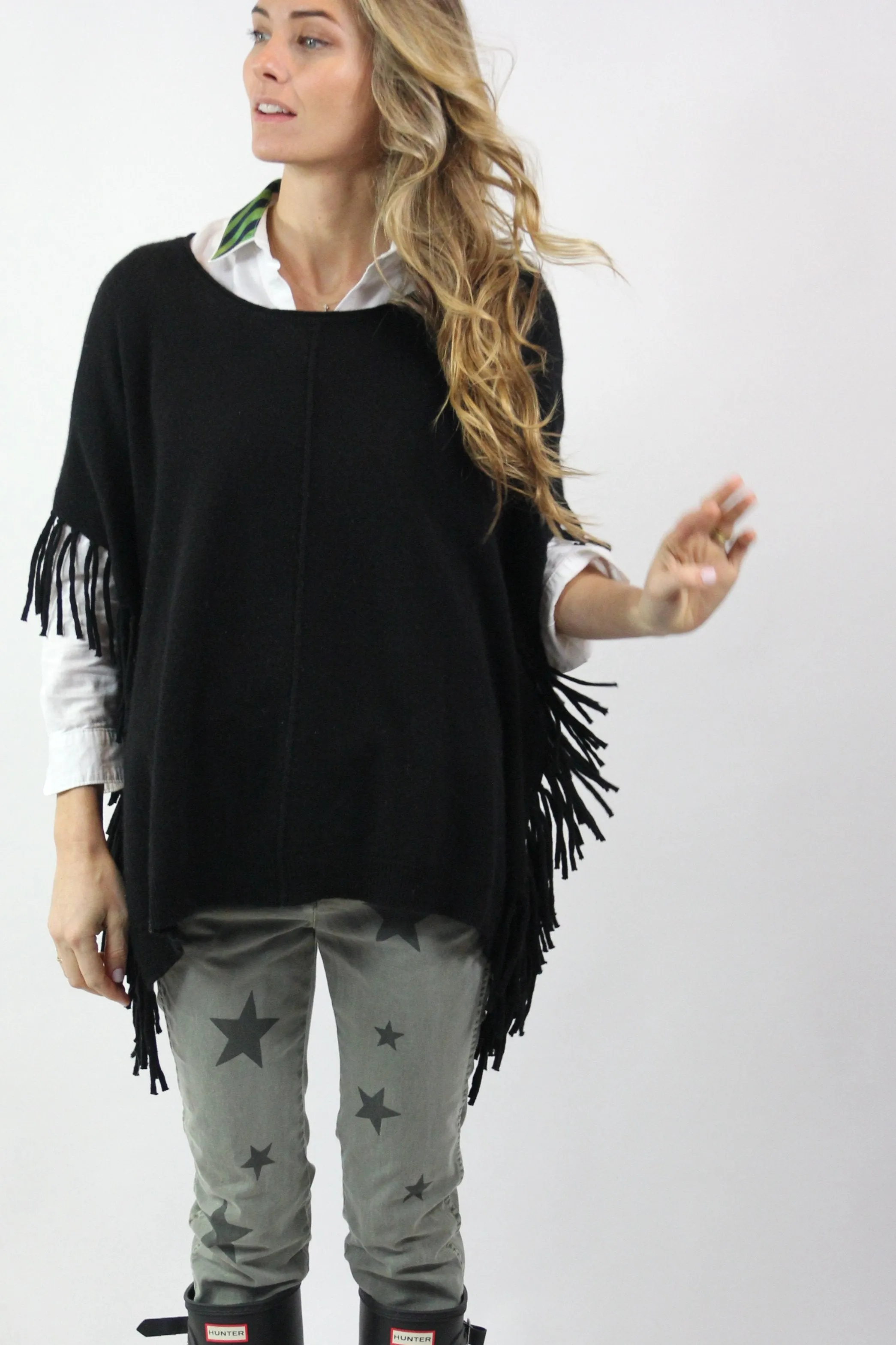 Fringed Cashmere Popon