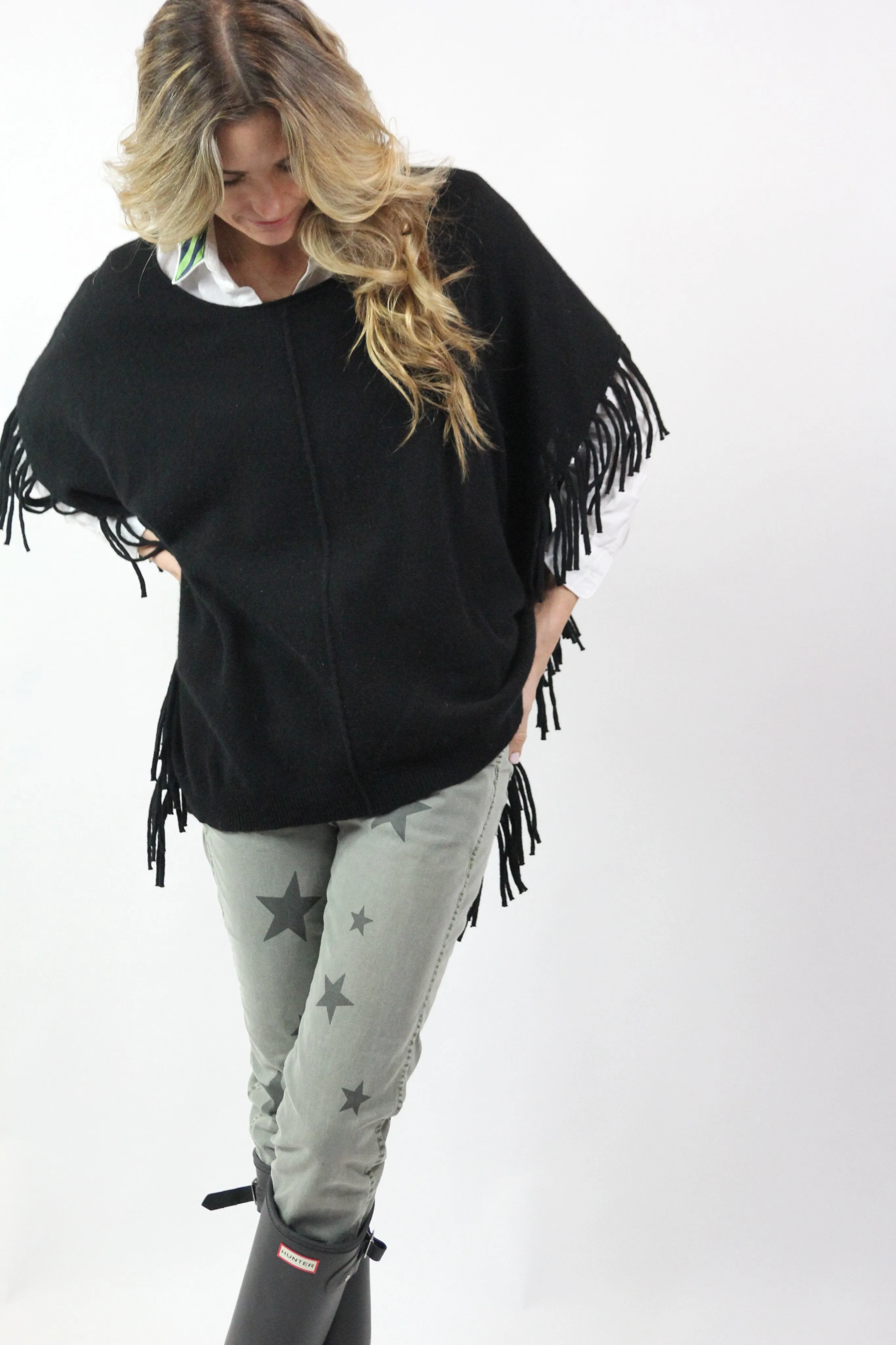 Fringed Cashmere Popon