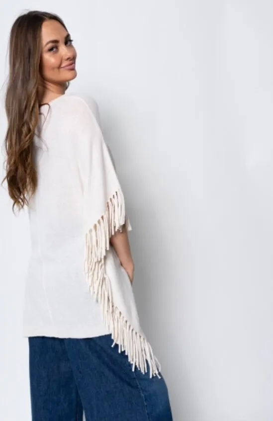 Fringed Cashmere Popon