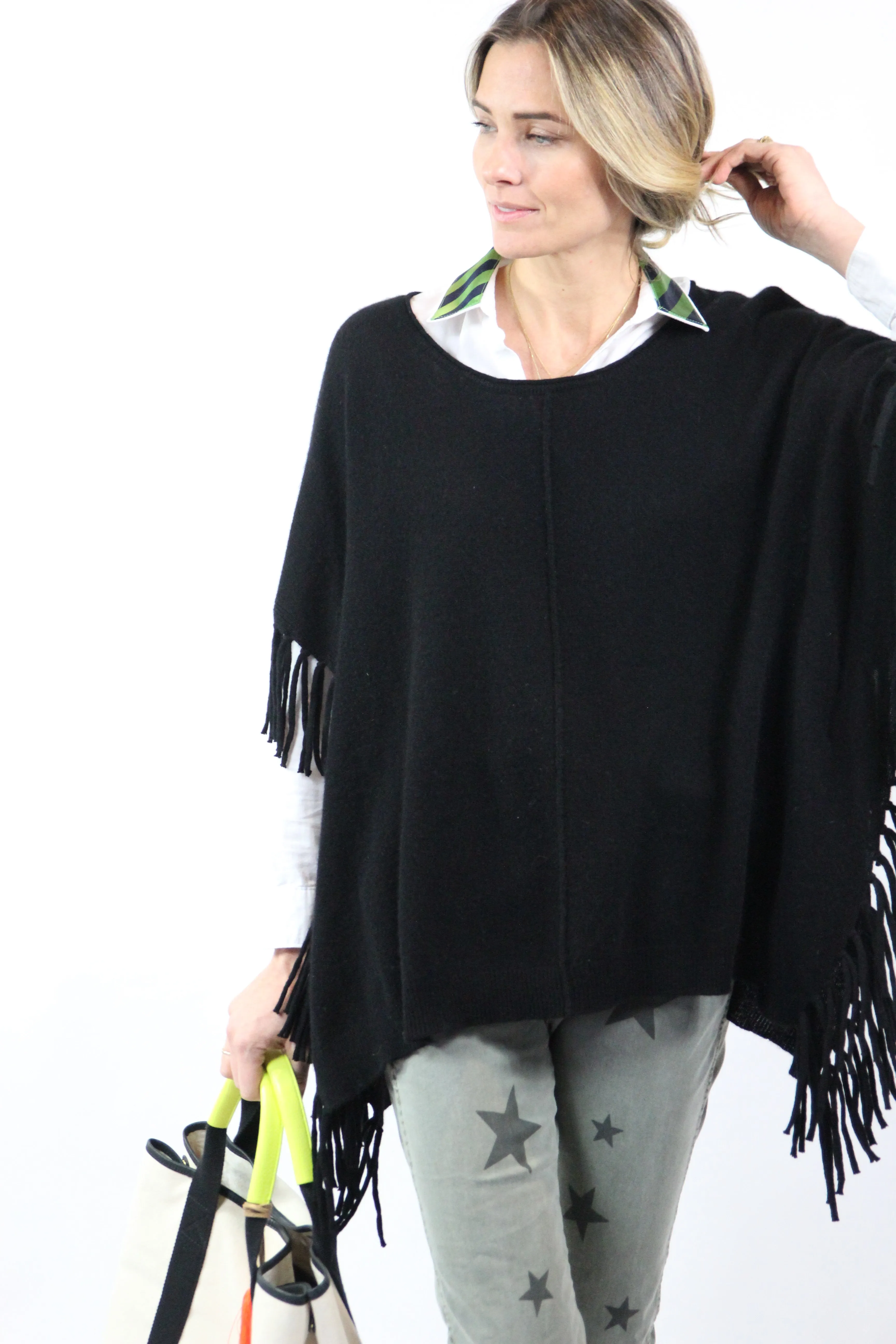 Fringed Cashmere Popon