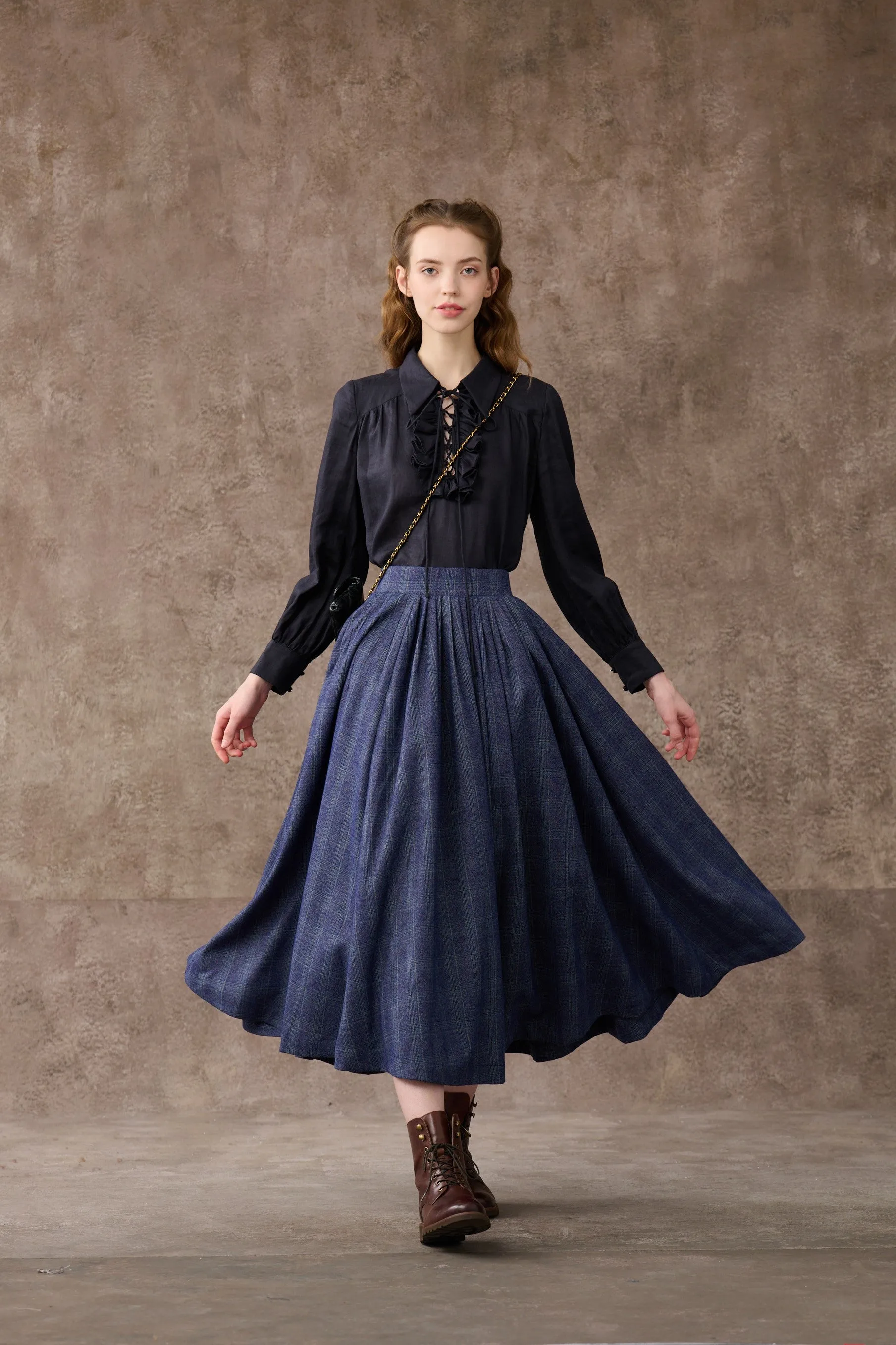 Future 4 | Tartan Wool Skirt in Blue