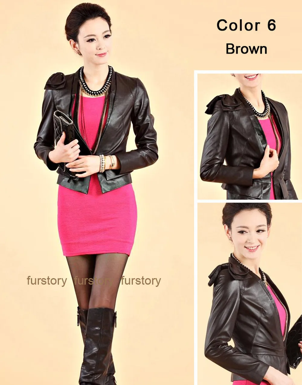 Genuine Sheep Leather Jacket Warm Coat Womens Coat