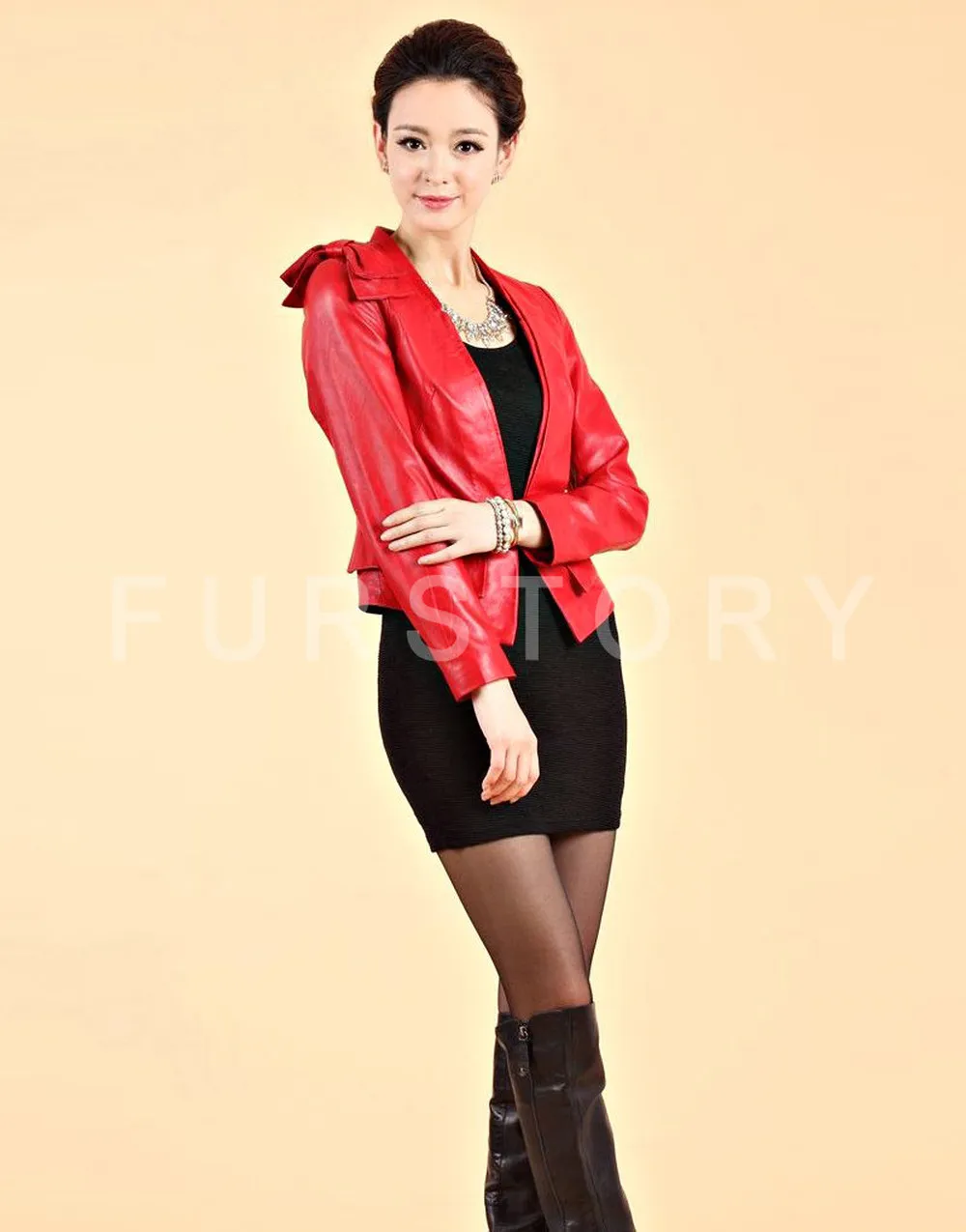 Genuine Sheep Leather Jacket Warm Coat Womens Coat