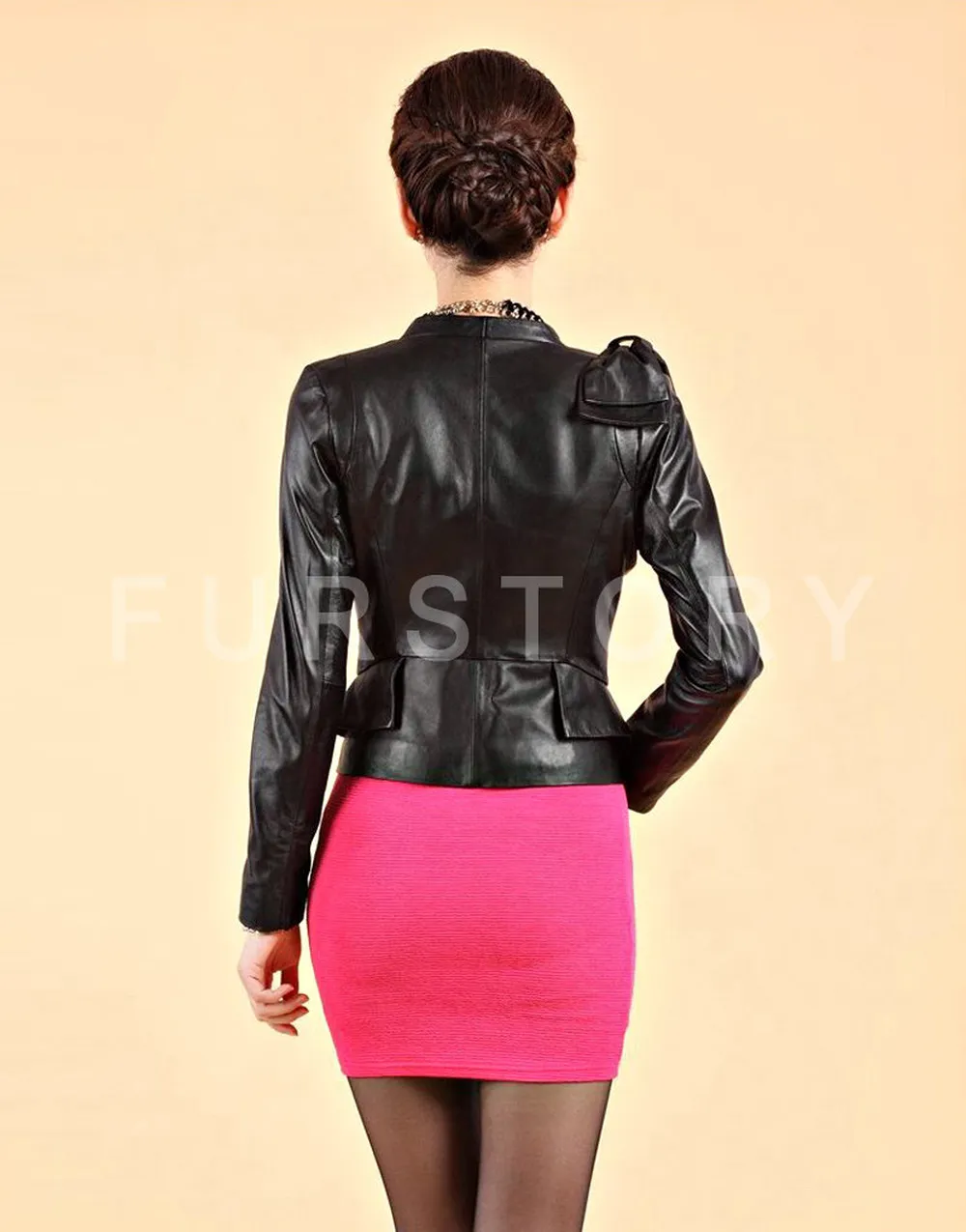 Genuine Sheep Leather Jacket Warm Coat Womens Coat