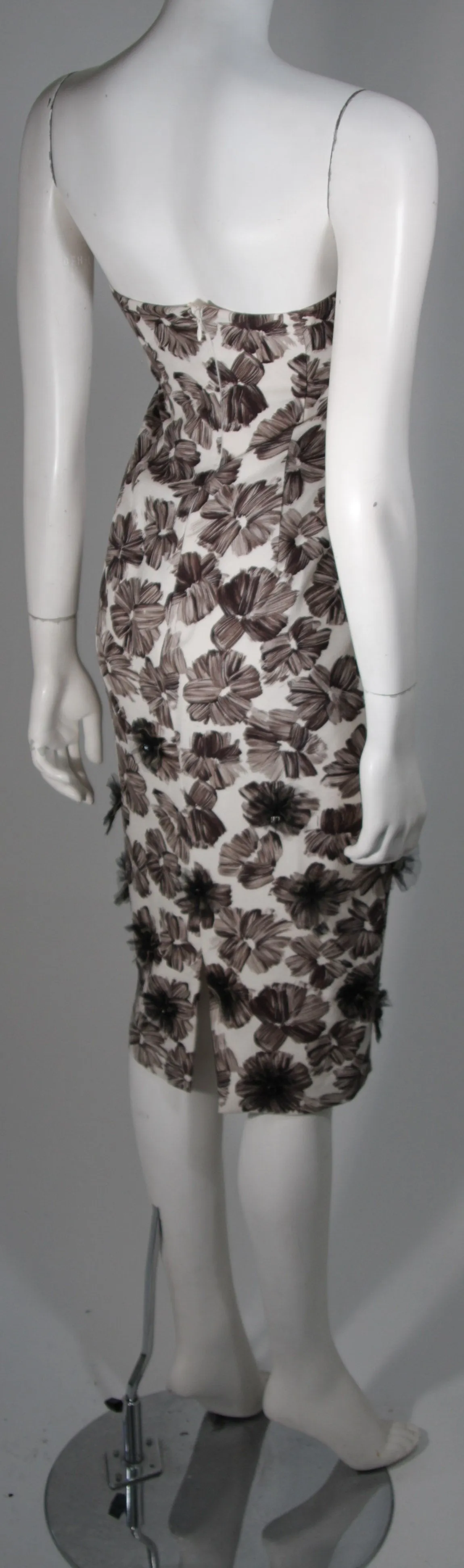 GIAMBATTISTA VALLI White Strapless Floral Rhinestone Dress Size 40