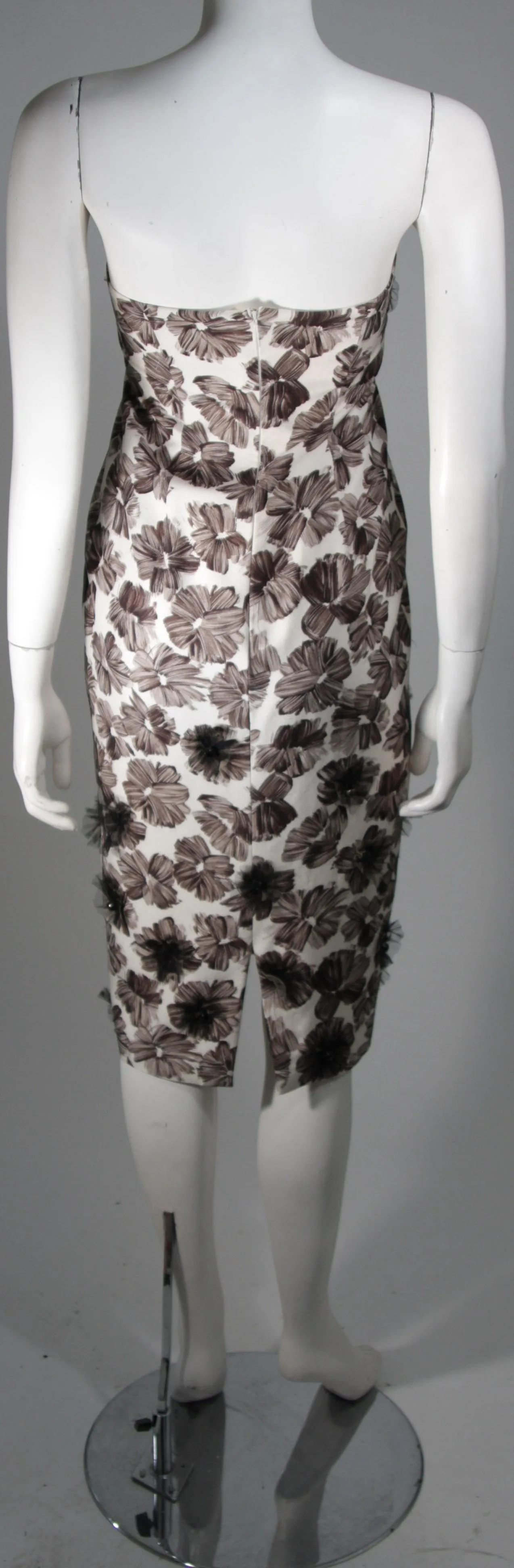 GIAMBATTISTA VALLI White Strapless Floral Rhinestone Dress Size 40