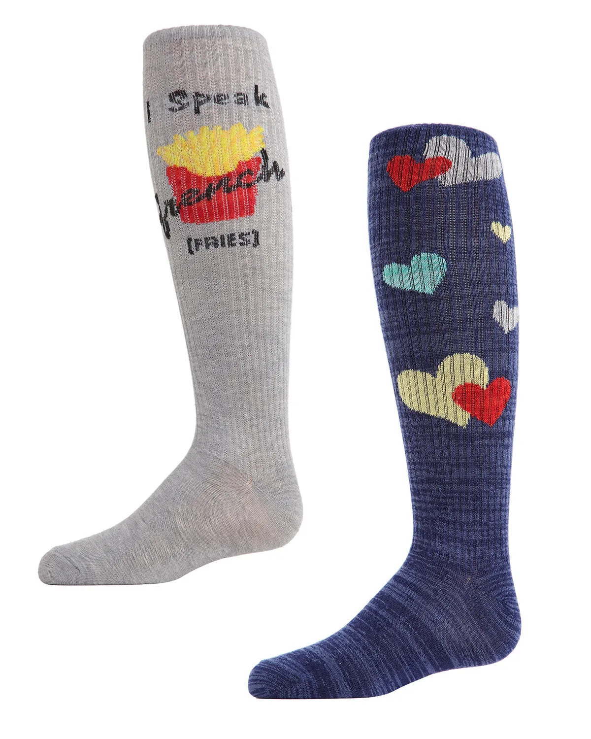 Girls' 2 Pair Pack I Speak French Fries Knee High Socks