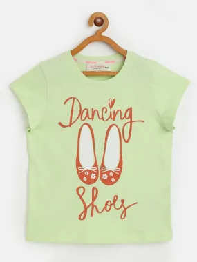 Girls Green Dancing Shoes T-Shirt