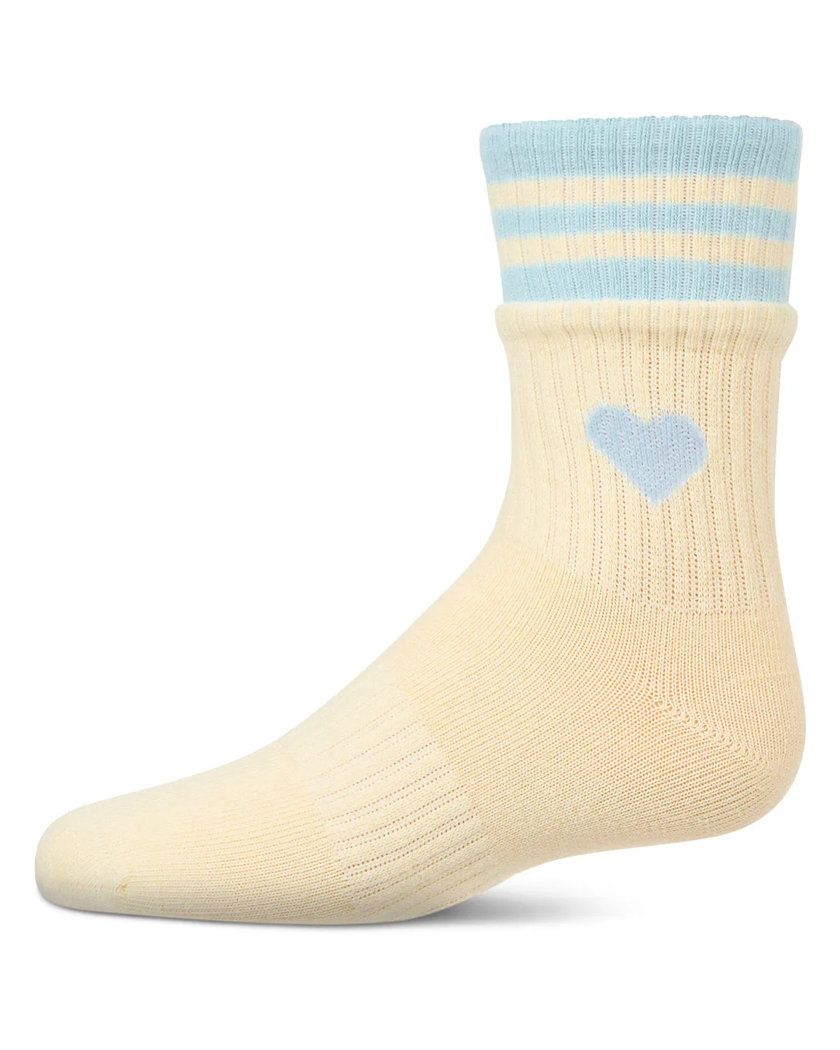 Girl's Sport Rib Heart Crew Socks