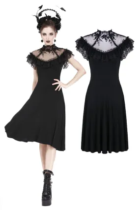 Gothic knitted dress with sexy rose flower net on top DW197