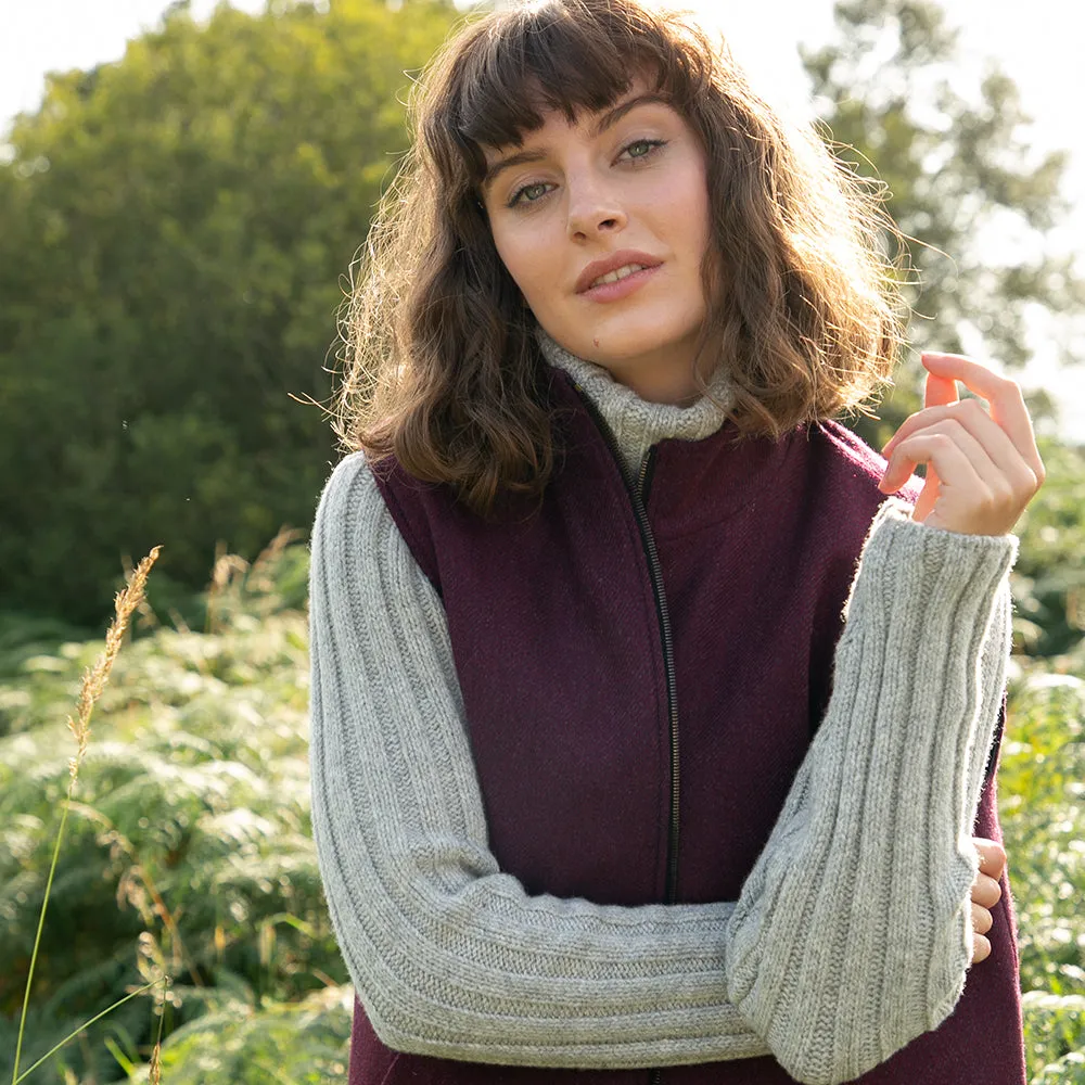 Grey Cable & Ribbed Polo Neck Sweater