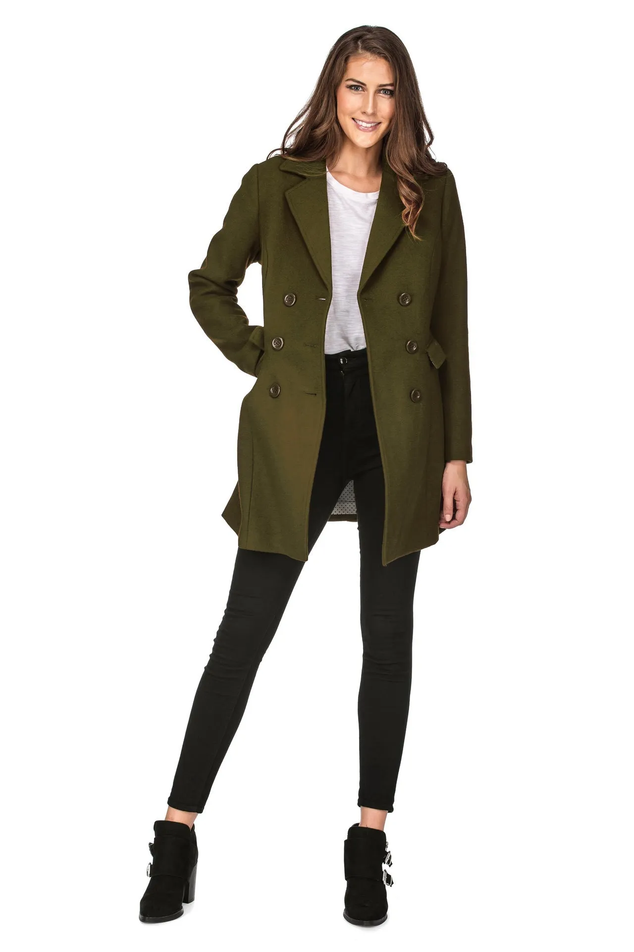 Haute Edition Women's Double Breasted Wool Blend Peacoat