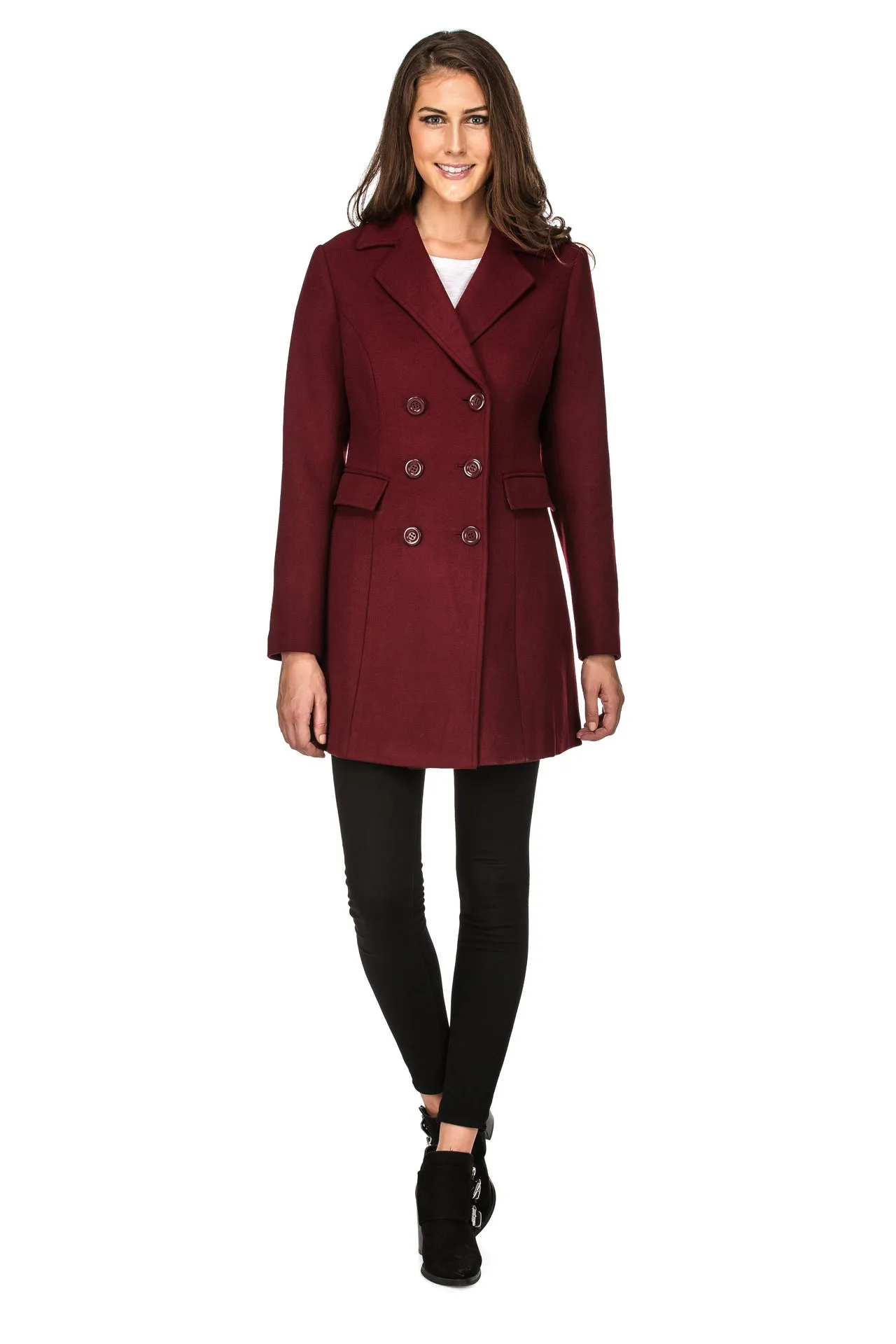 Haute Edition Women's Double Breasted Wool Blend Peacoat