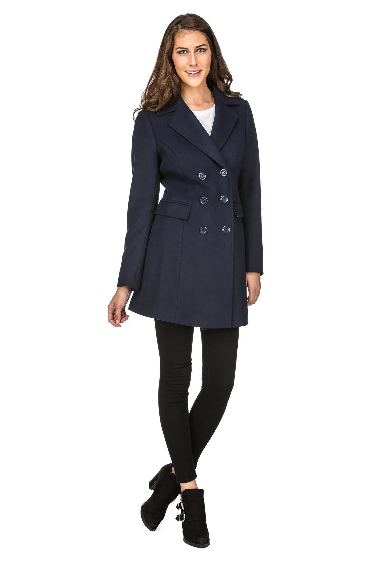 Haute Edition Women's Double Breasted Wool Blend Peacoat