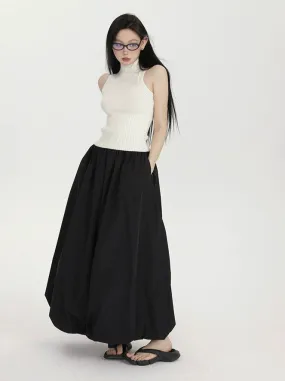 High-Waisted Balloon Maxi Skirt with Pockets