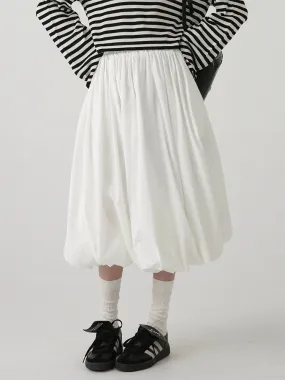 High-Waisted Balloon Midi Skirt with Pockets