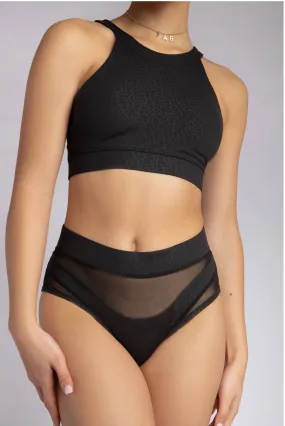 High waisted bottoms- Black Croc