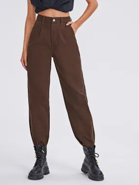 High-waisted Pleated Mom Jeans