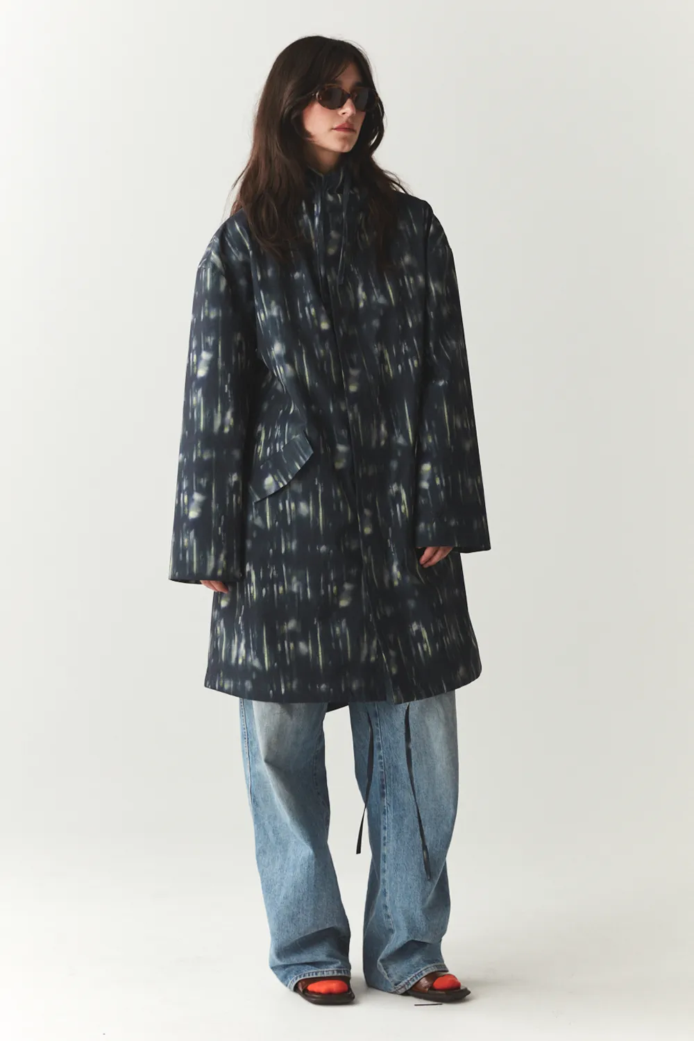 HOODED PARKA FISHTALE PRINT SS'24 NAVY