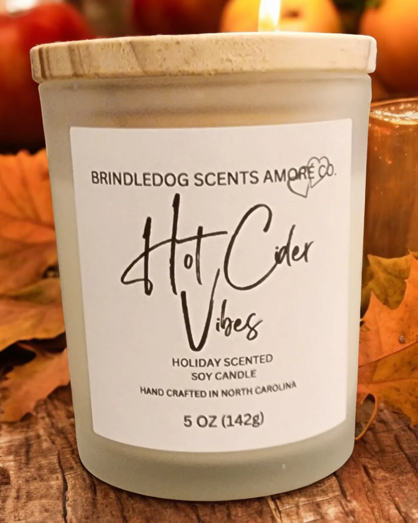 Hot Cider Vibes 5 oz Handcrafted Soy Candle Clear Frosted Jar