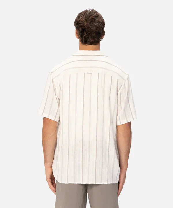 Industrie - The Bolzano Shirt - Linen - Stripe - Off White/Stone