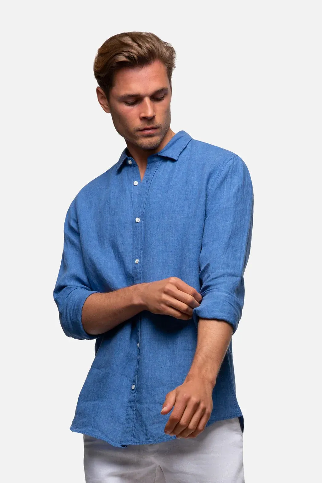 Industrie - The Hampton Linen Shirt - Light Indigo