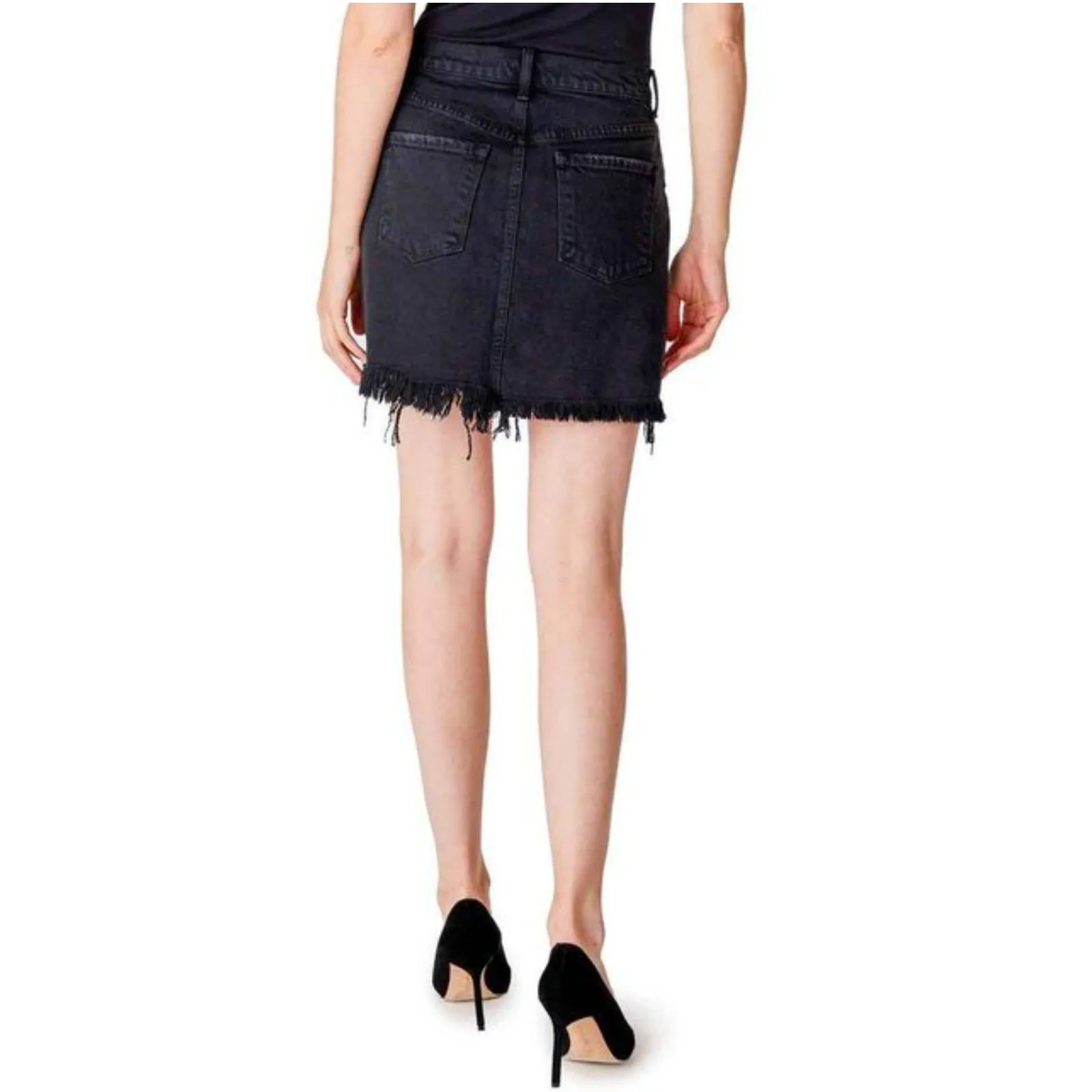 J Brand Women's Black Jules High Rise Frayed Hem Mini Skirt