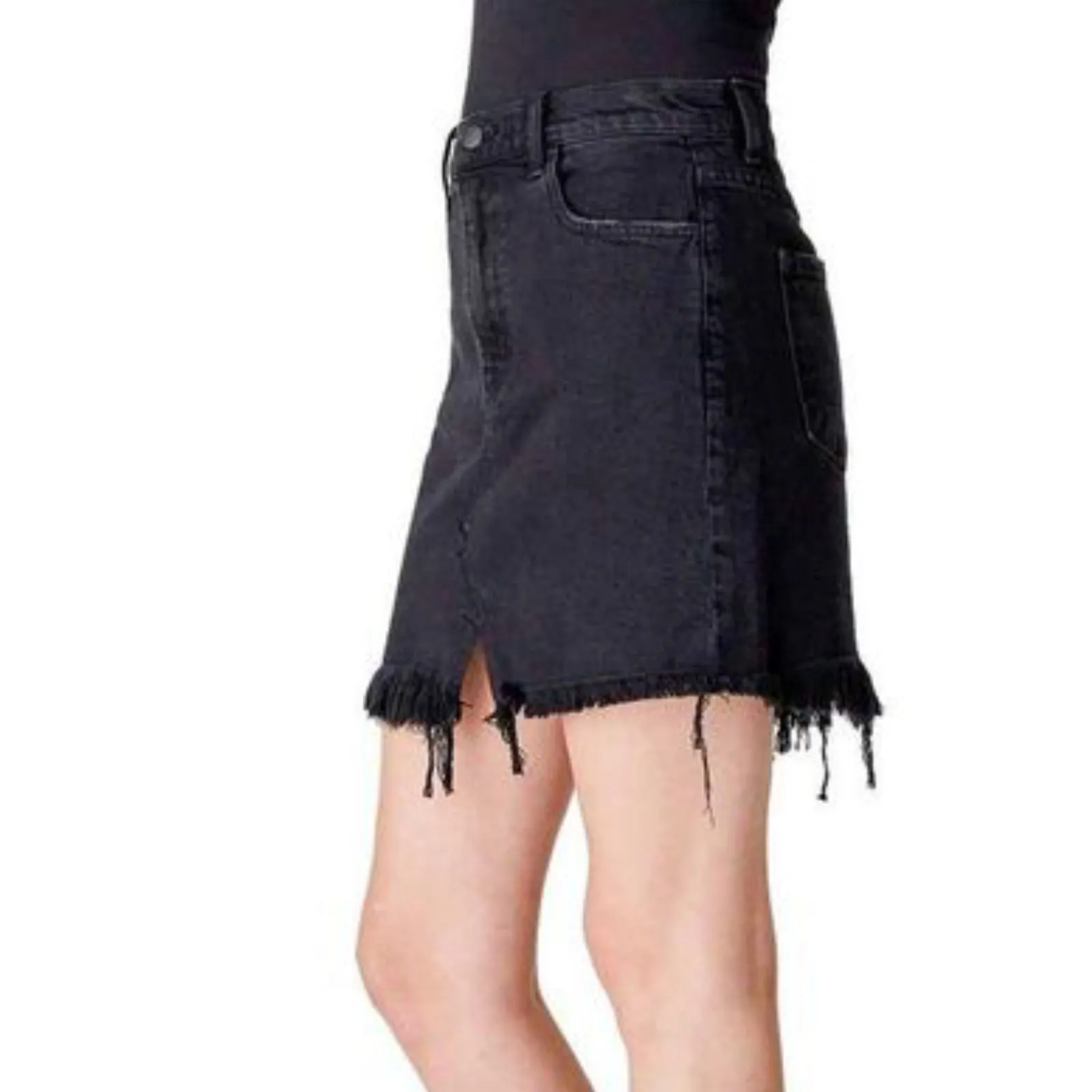 J Brand Women's Black Jules High Rise Frayed Hem Mini Skirt