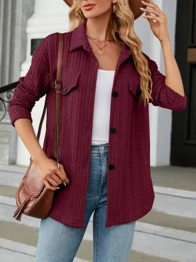 Jacquard Single-Breasted Long-Sleeved Shirt Jacket