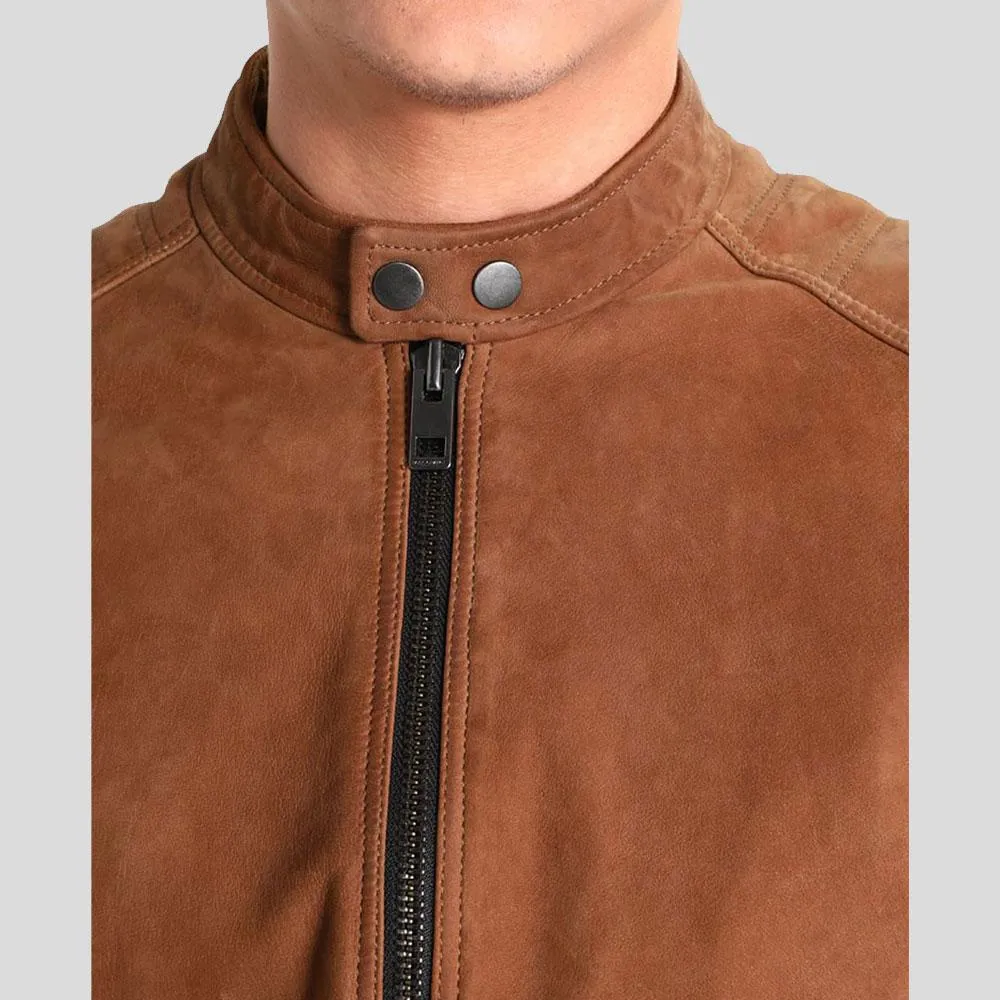 Jason Brown Suede Leather Racer Jacket