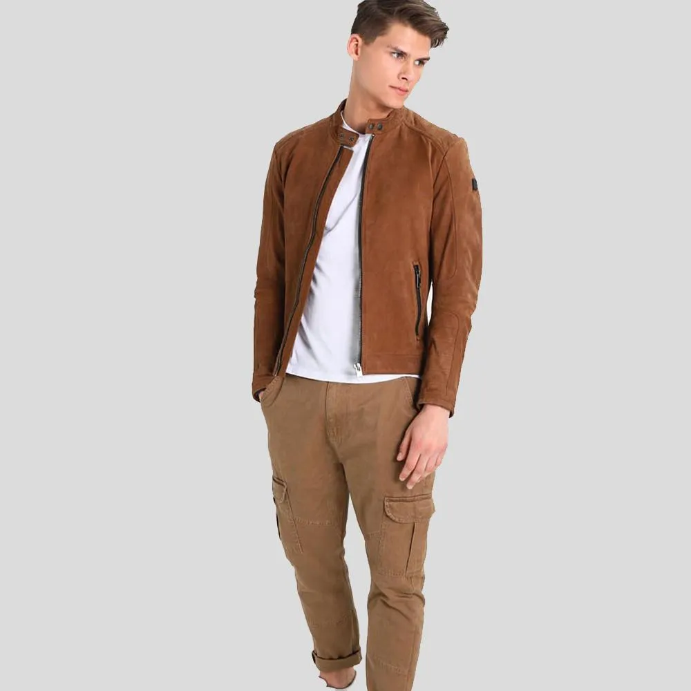 Jason Brown Suede Leather Racer Jacket