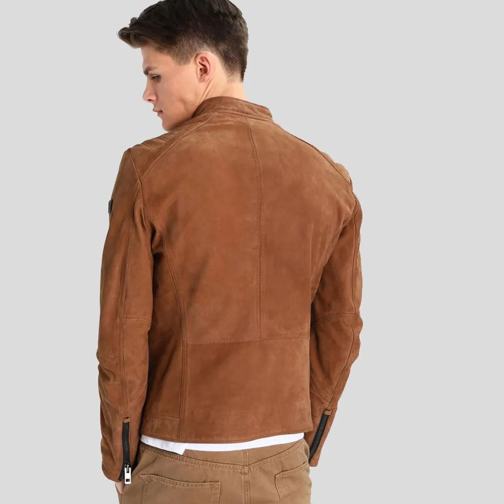 Jason Brown Suede Leather Racer Jacket